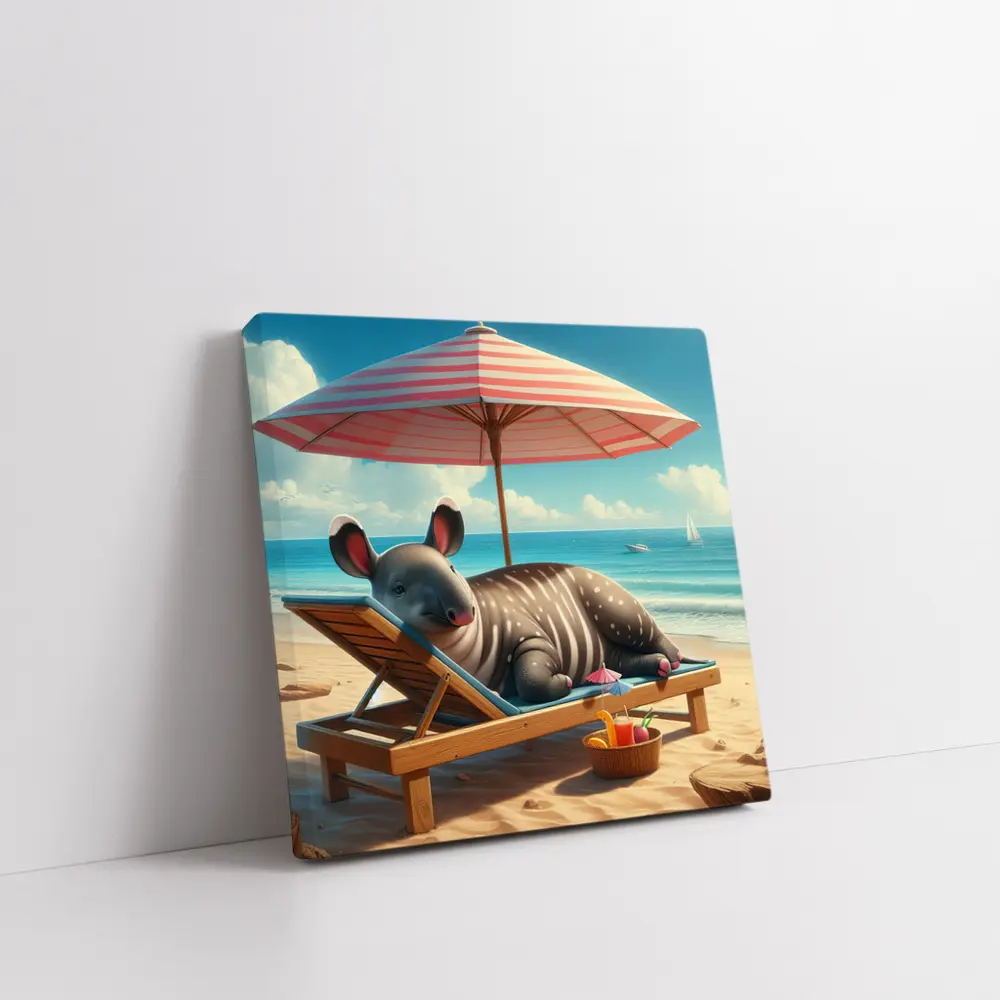 Tapir Relaxing On Sunny Beach Chair – Wall Art