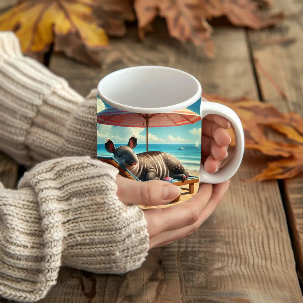 Tapir Relaxing On Sunny Beach Chair – Mugs