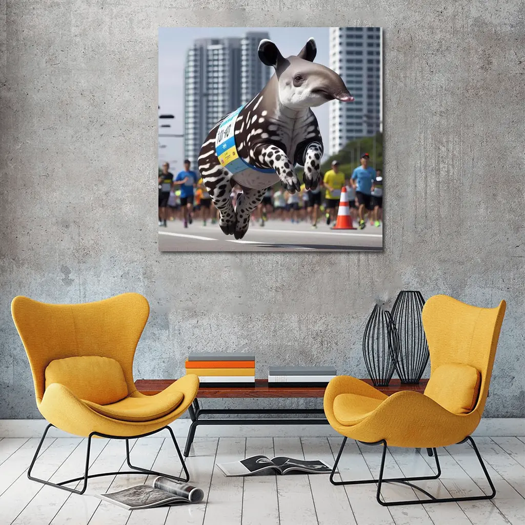 Baby Tapir Running City Marathon Race – Wall Art