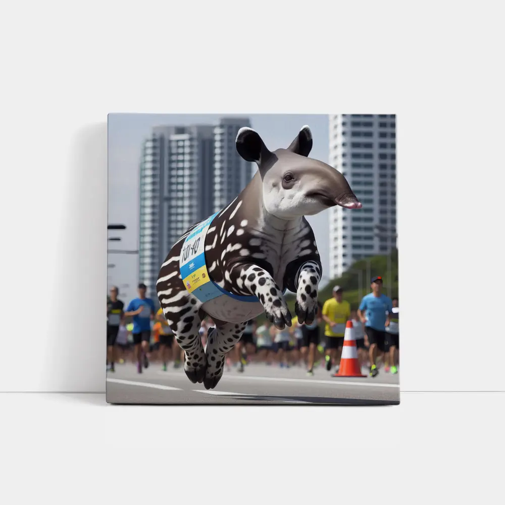 Baby Tapir Running City Marathon Race – Wall Art