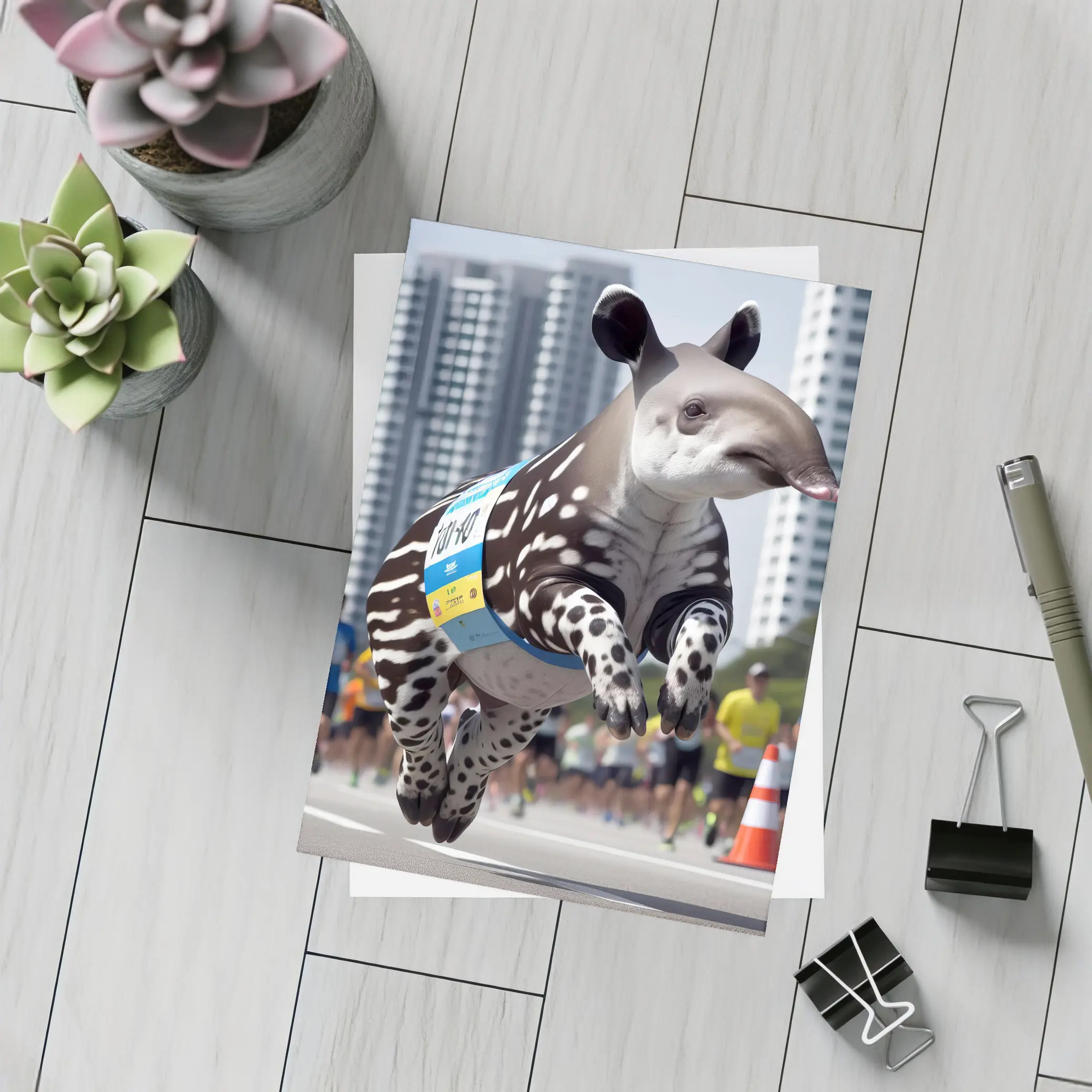 Baby Tapir Running City Marathon Race – Postcards