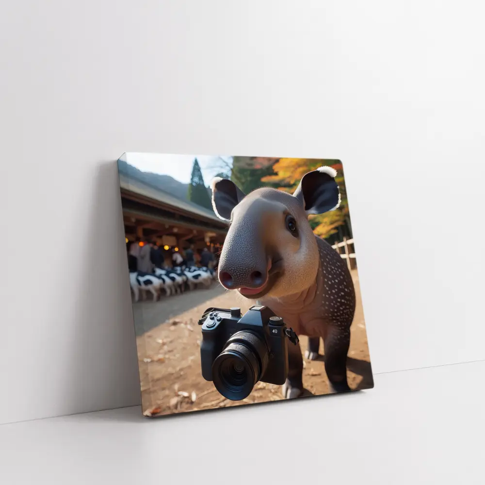 Tapir Holding Camera at Autumn Farm – Wall Art
