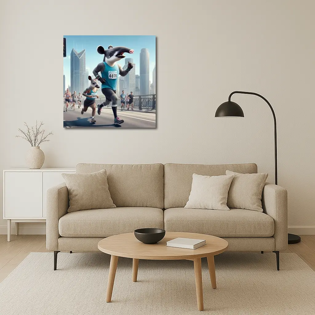 Tapir And Badger Running City Marathon – Wall Art