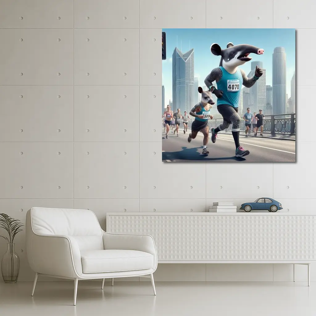 Tapir And Badger Running City Marathon – Wall Art