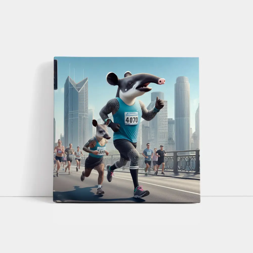 Tapir And Badger Running City Marathon – Wall Art