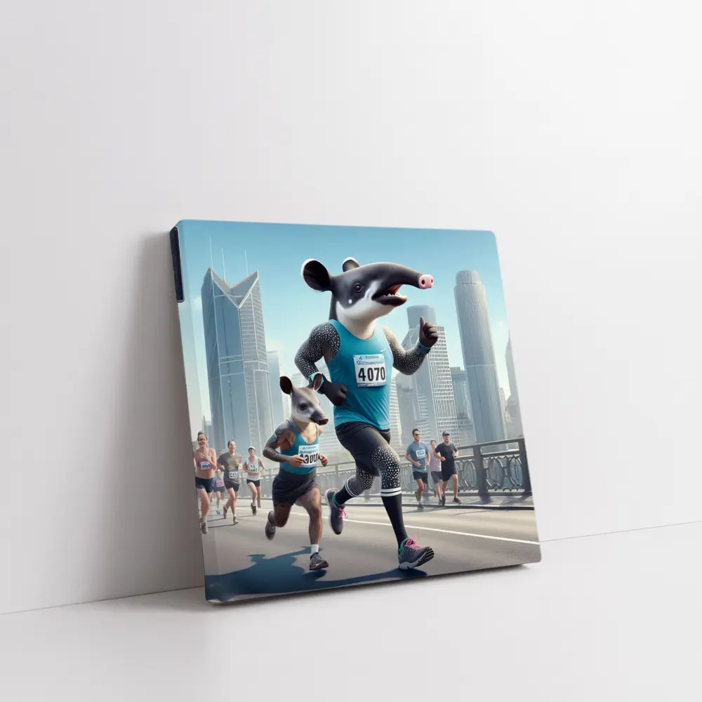 Tapir And Badger Running City Marathon – Wall Art