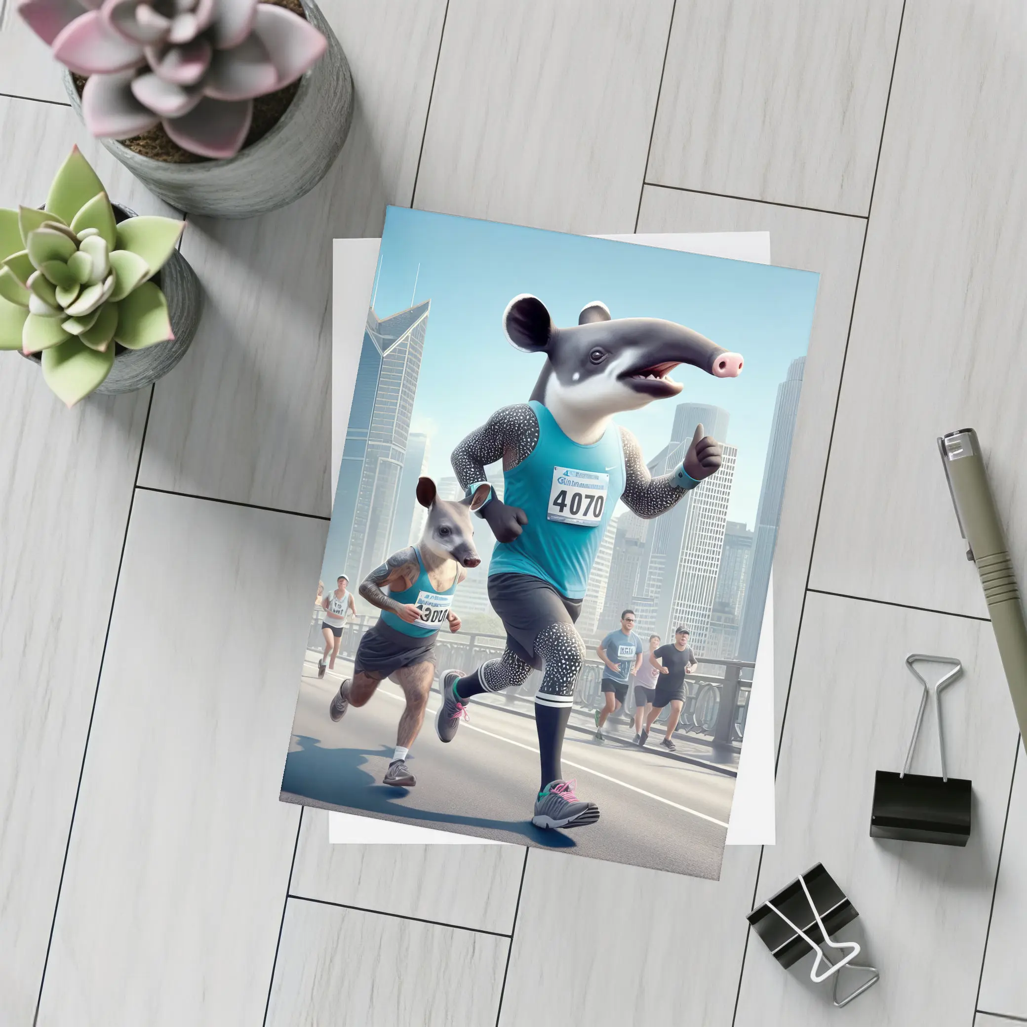 Tapir And Badger Running City Marathon – Postcards