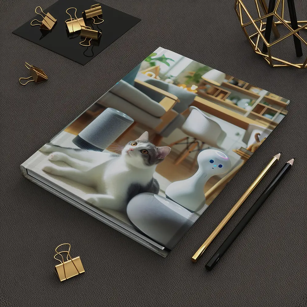 Gray White Cat Smart Home Living Room – Notebooks