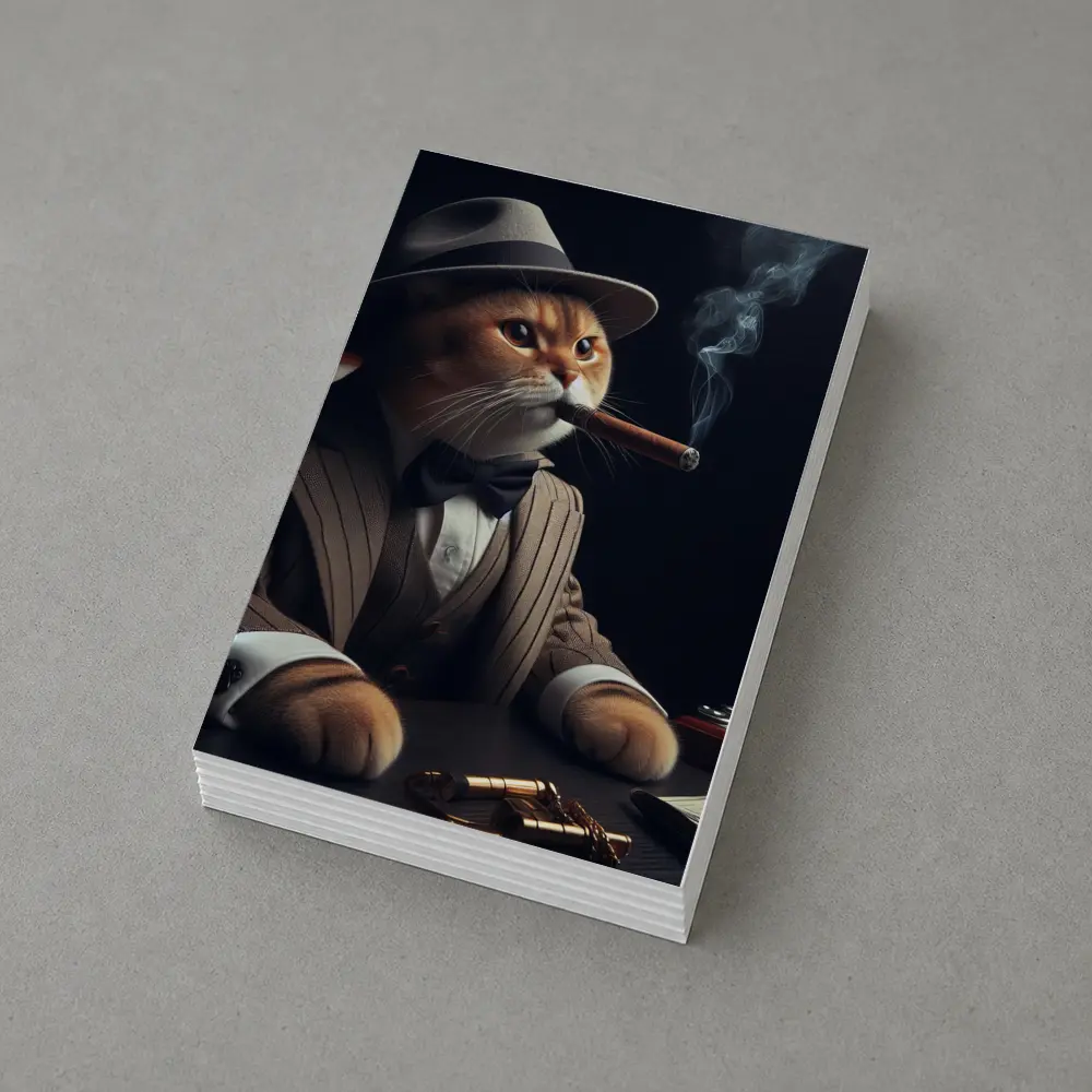 Gangster Cat Pinstripe Suit Cigar Dark – Postcards