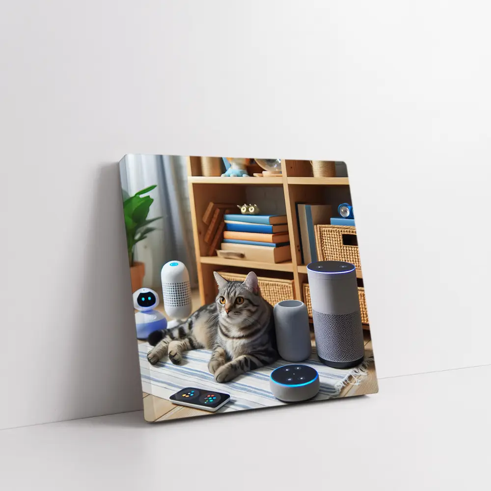 Tabby Cat Surrounded By Smart Home Devices – Wall Art