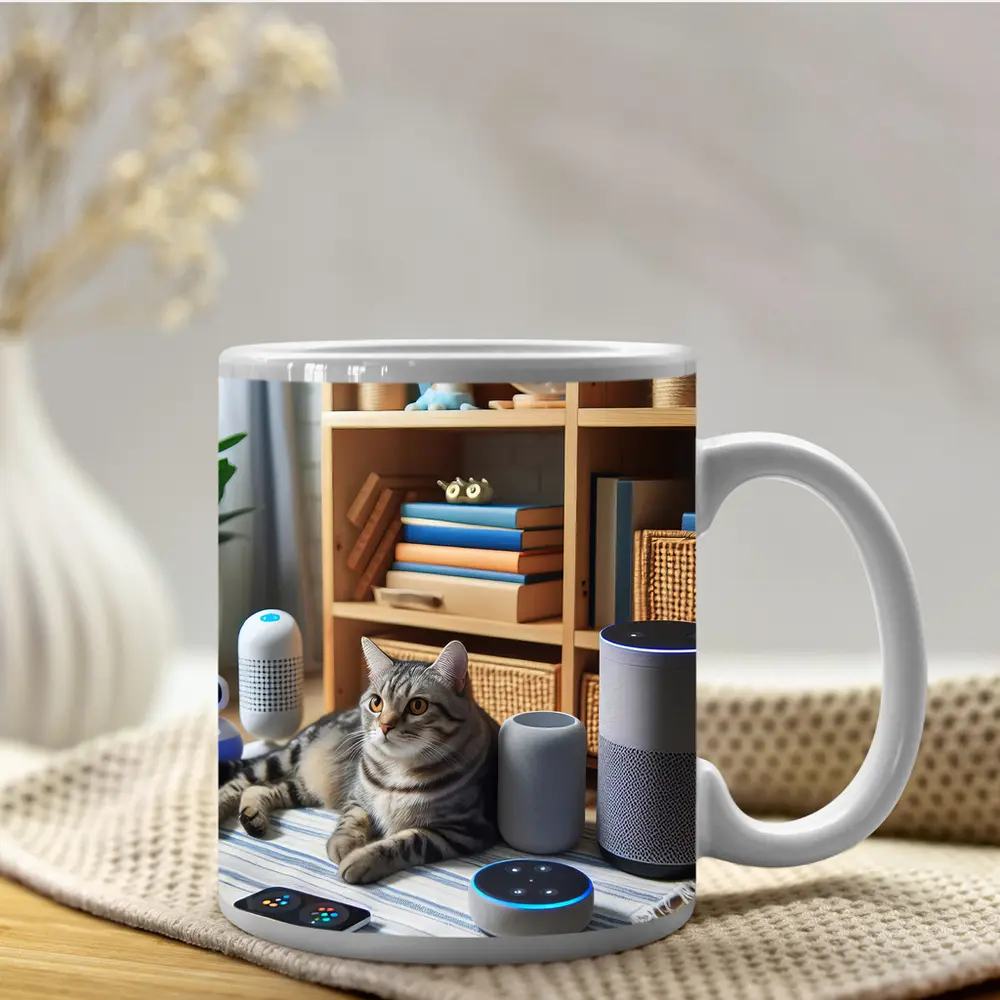 Tabby Cat Surrounded By Smart Home Devices – Mugs