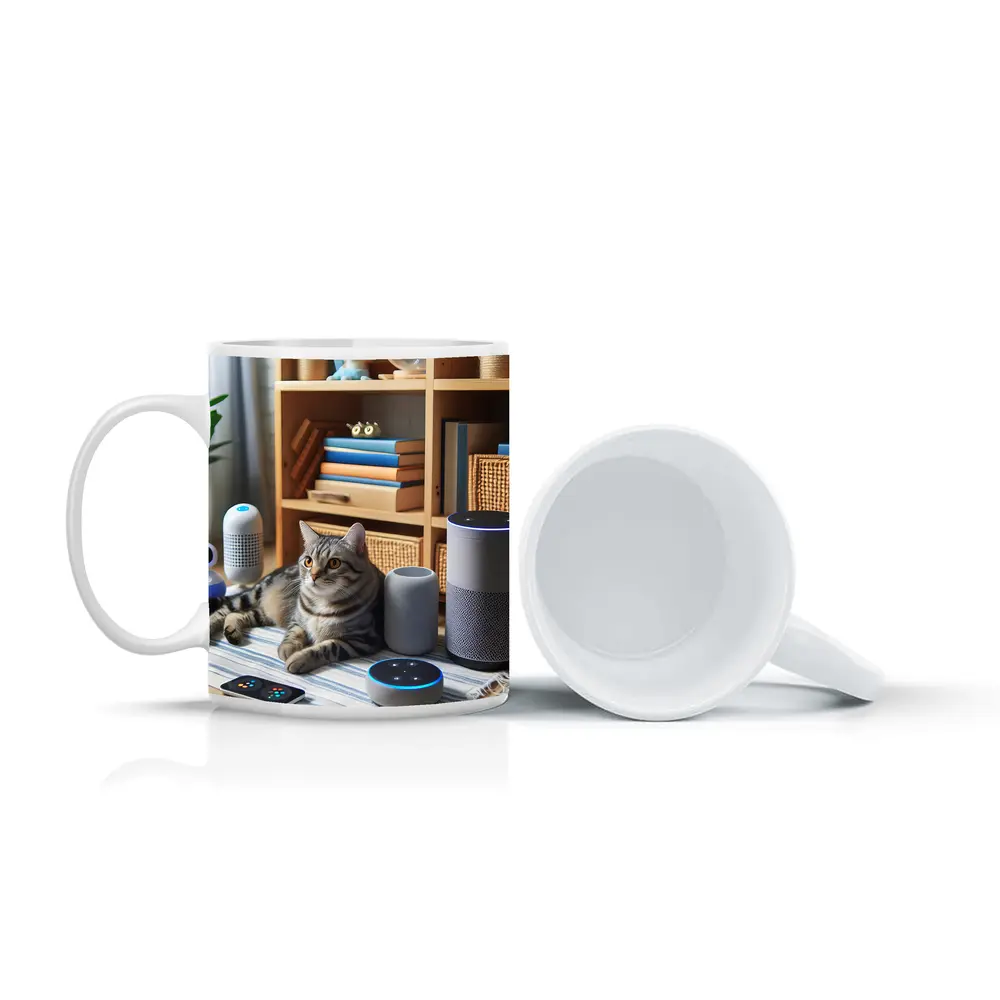Tabby Cat Surrounded By Smart Home Devices – Mugs