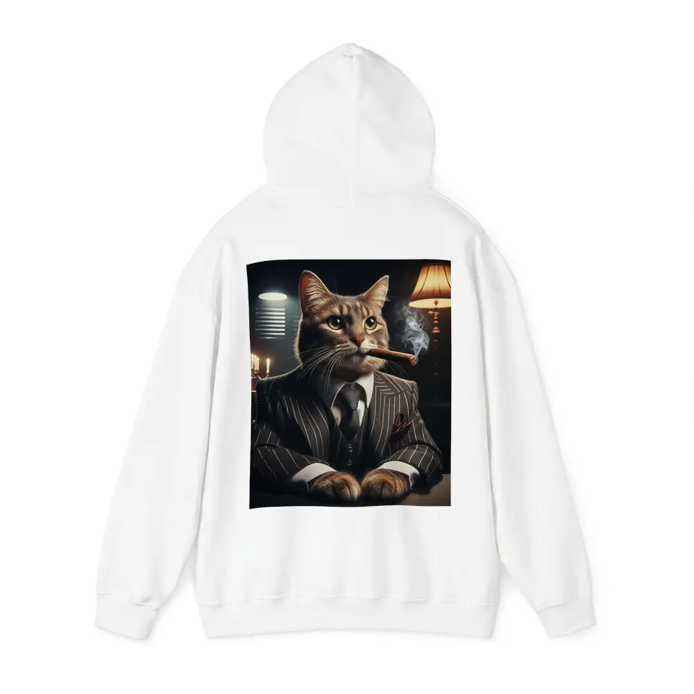 Gangster Cat Pinstripe Suit Dark Room – Hoodies