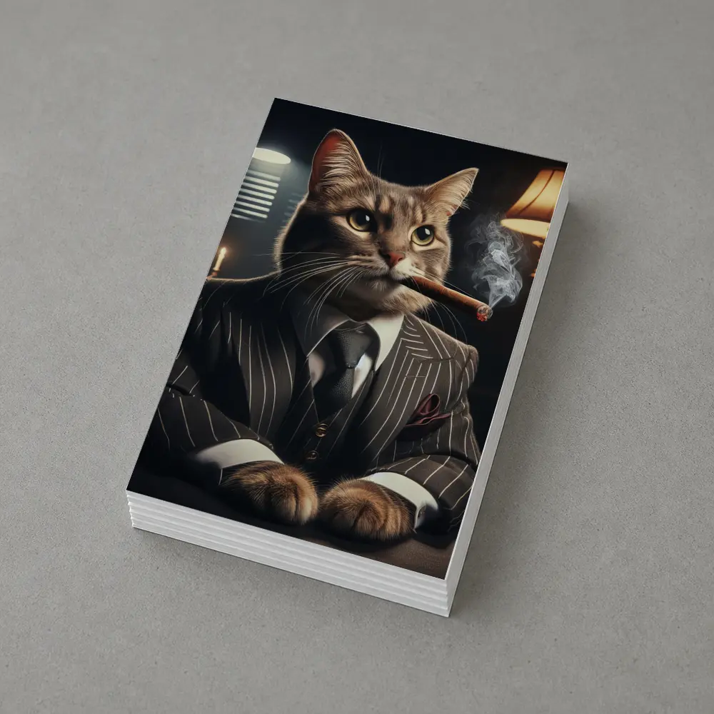 Gangster Cat Pinstripe Suit Dark Room – Postcards