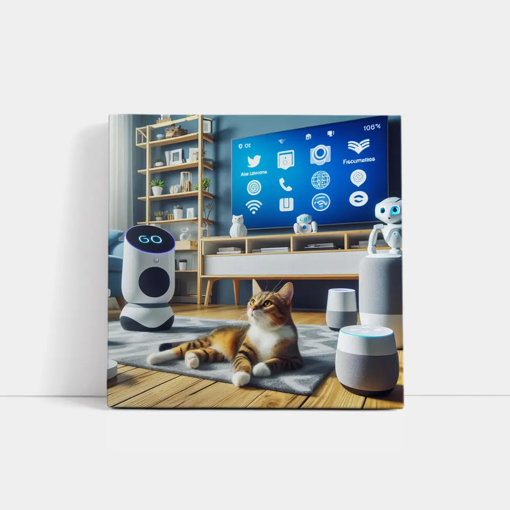 Tabby Cat Smart Home Living Room – Wall Art