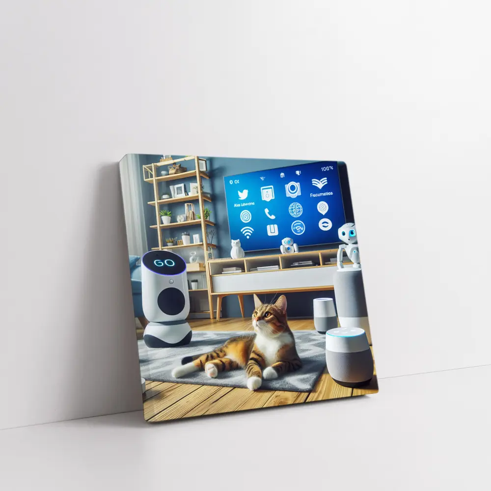 Tabby Cat Smart Home Living Room – Wall Art