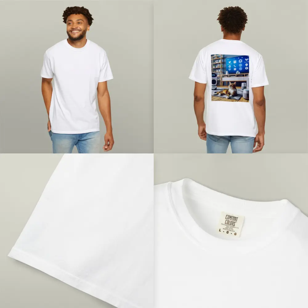 Tabby Cat Smart Home Living Room – T-Shirts