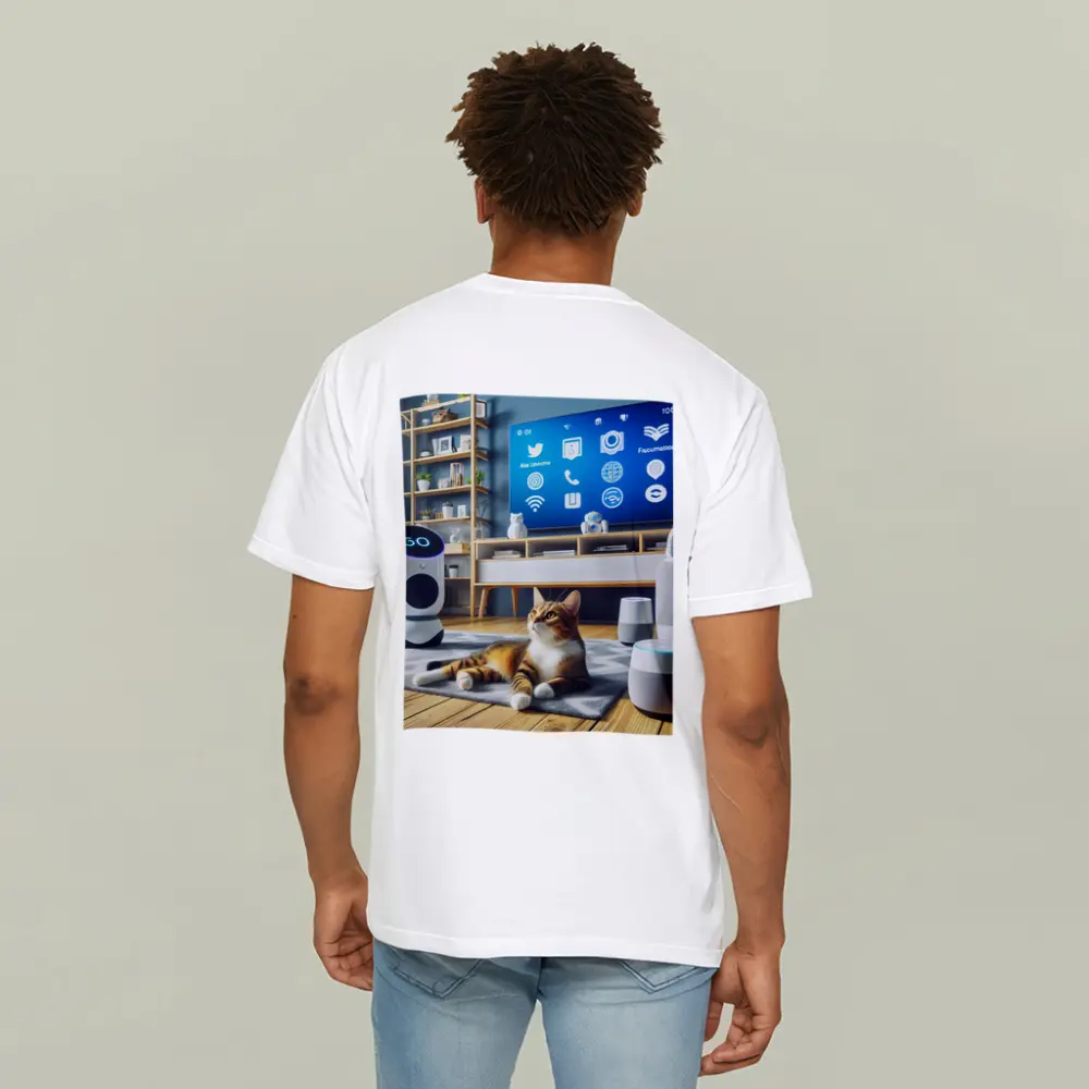 Tabby Cat Smart Home Living Room – T-Shirts