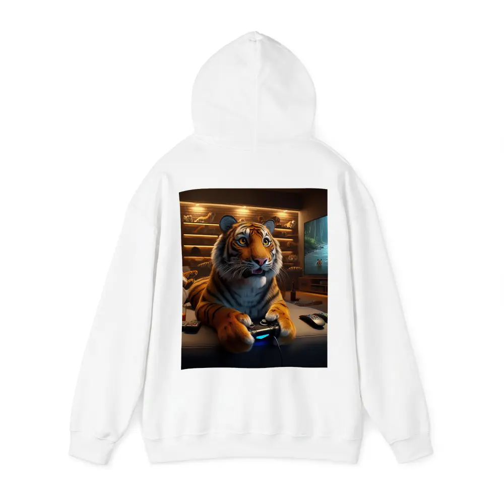 Tiger Gaming on Couch Cozy Room – Hoodies