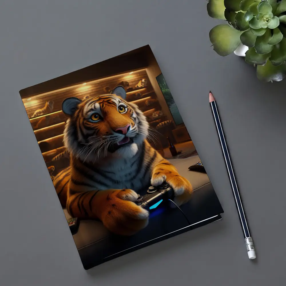 Tiger Gaming on Couch Cozy Room – Notebooks