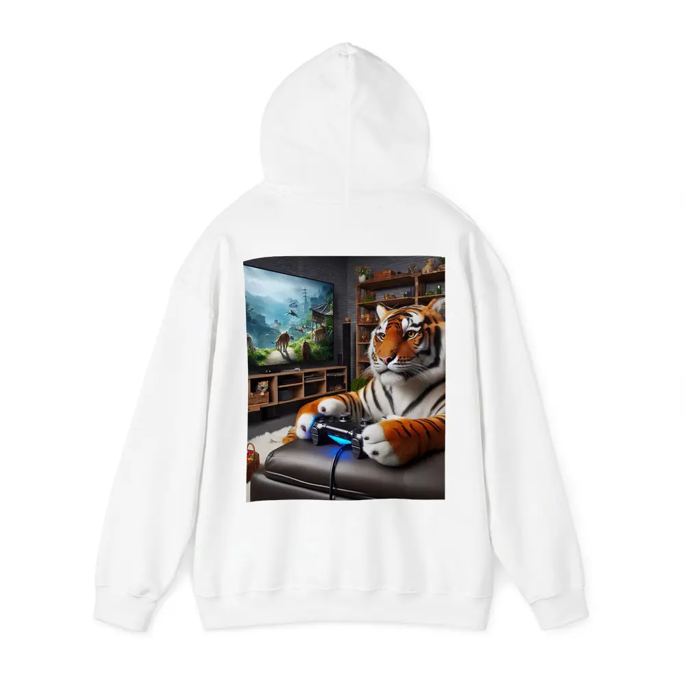 Tiger Playing Video Games Cozy Room – Hoodies