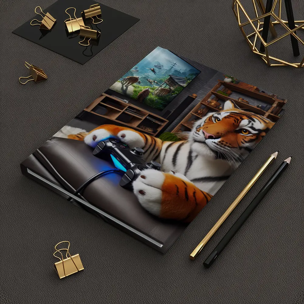 Tiger Playing Video Games Cozy Room – Notebooks