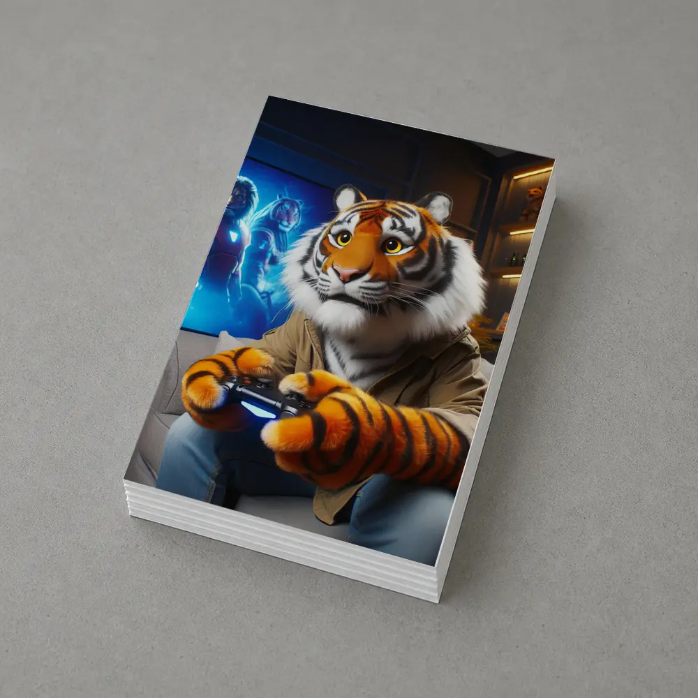 Tiger Gaming Controller Couch Neon Room – Postcards