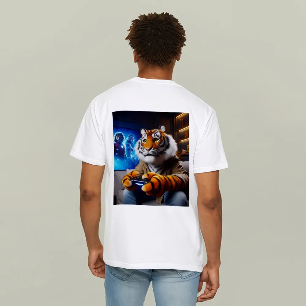 Tiger Gaming Controller Couch Neon Room – T-Shirts