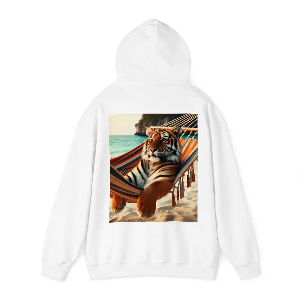 Tiger Relaxing In Hammock On Beach – Hoodies