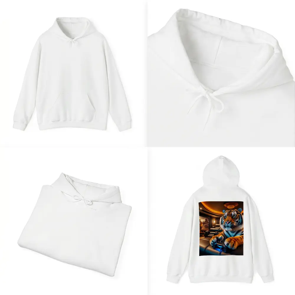 Tiger Playing Video Games Home Theater – Hoodies