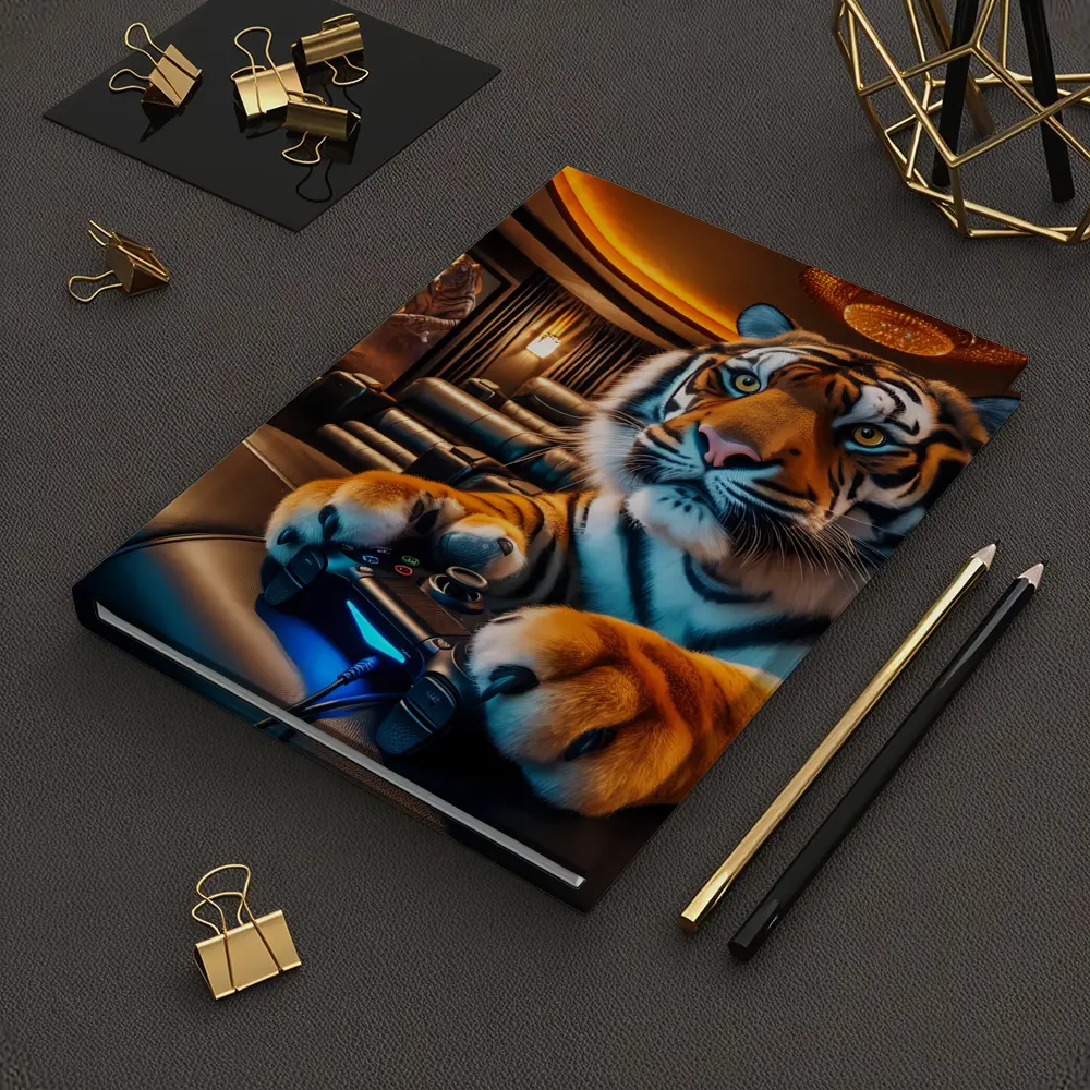Tiger Playing Video Games Home Theater – Notebooks