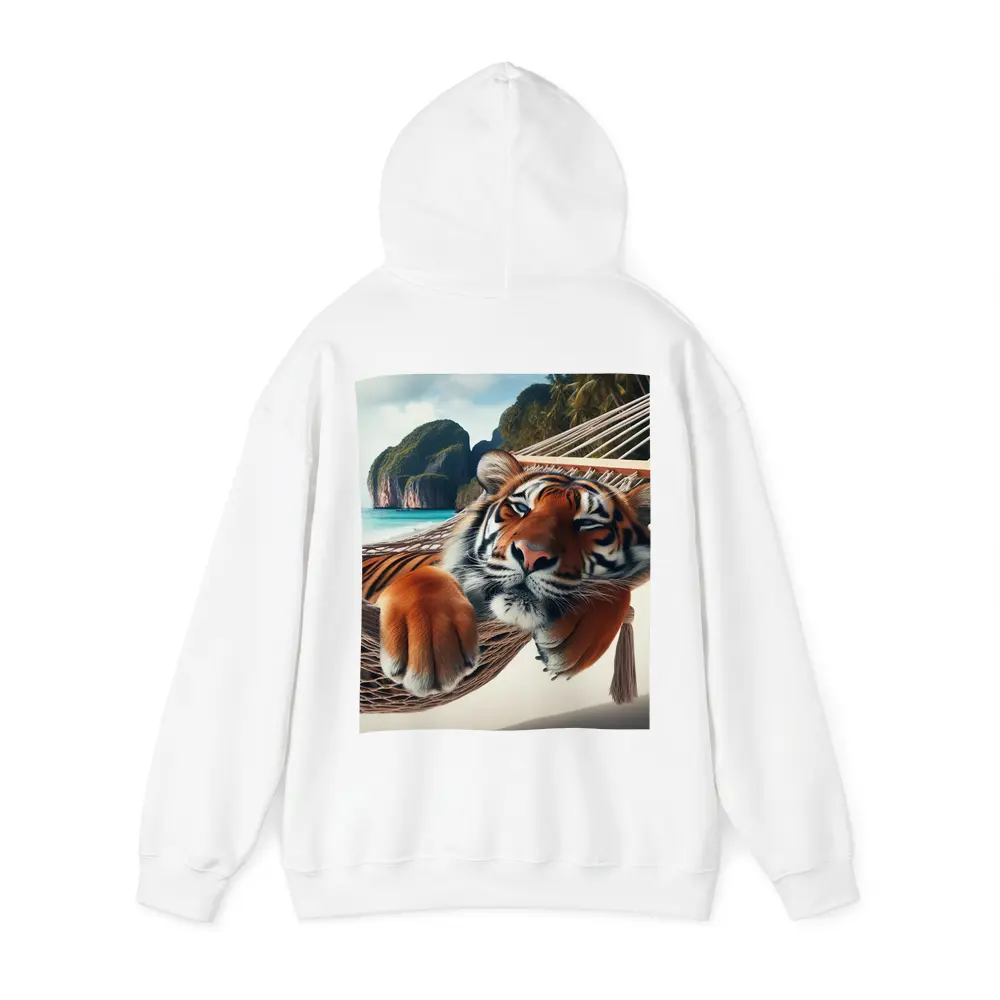 Relaxed Tiger Lounging In Hammock Beach – Hoodies