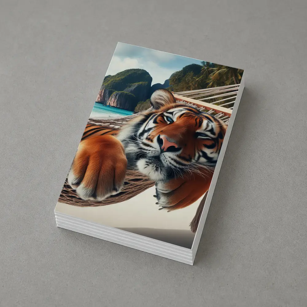Relaxed Tiger Lounging In Hammock Beach – Postcards