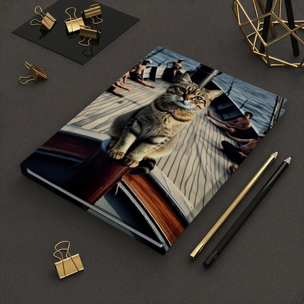 Tabby Cat Standing On Sailboat Bow – Notebooks