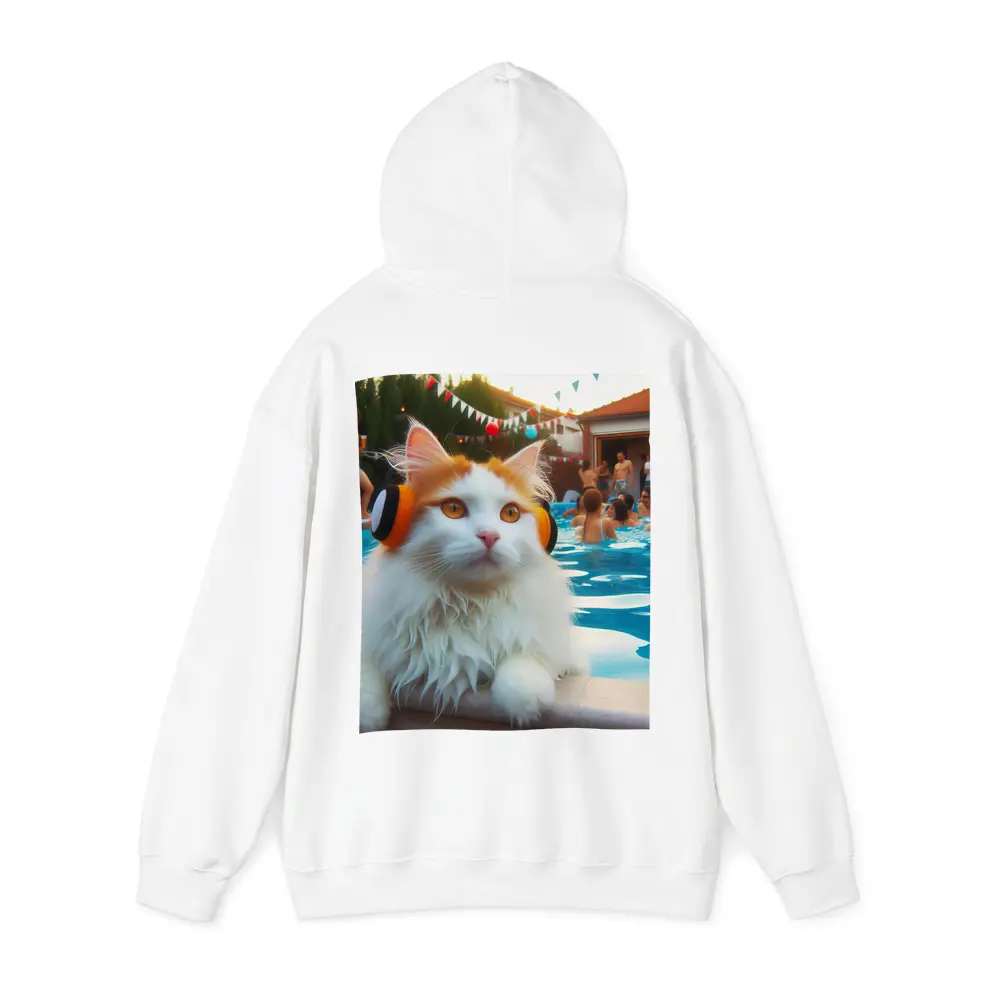 White Cat Headphones Pool Party Summer – Hoodies