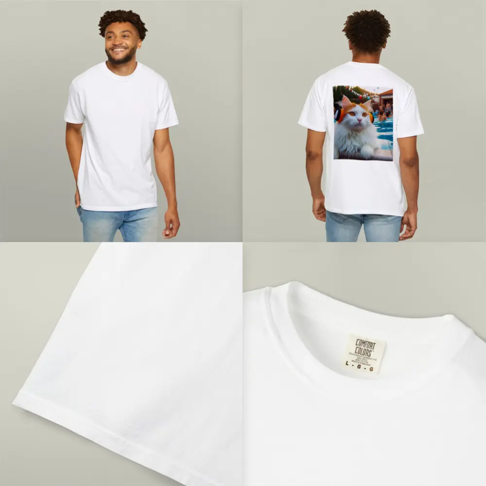 White Cat Headphones Pool Party Summer – T-Shirts