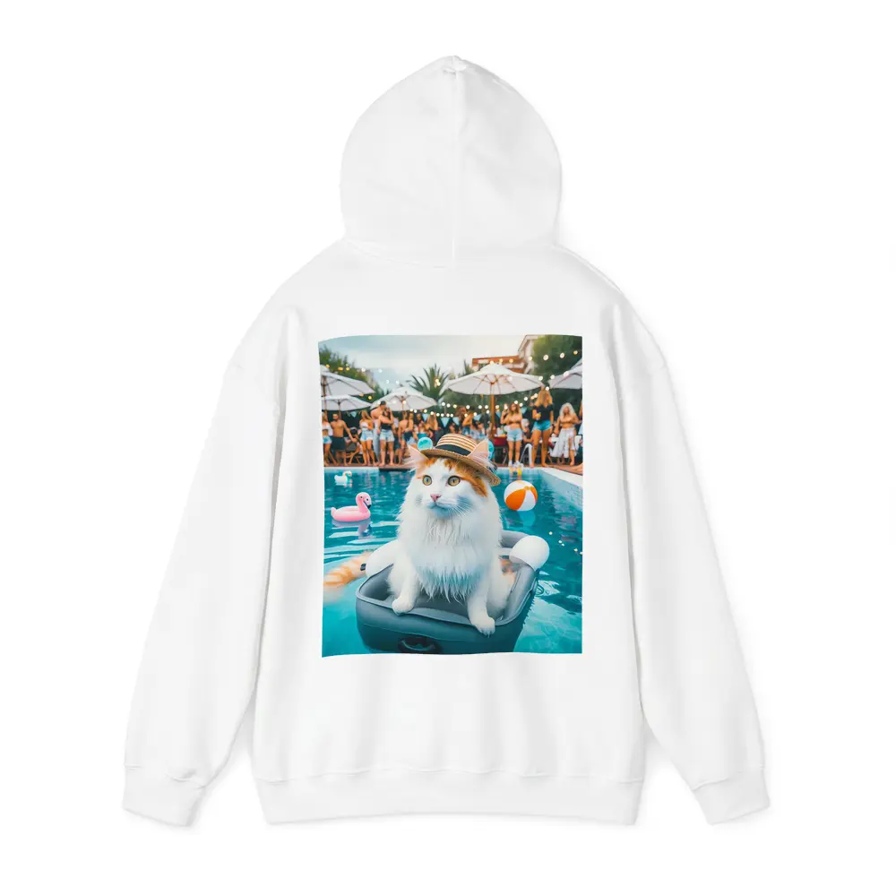 White Cat Hat Pool Party Summer – Hoodies