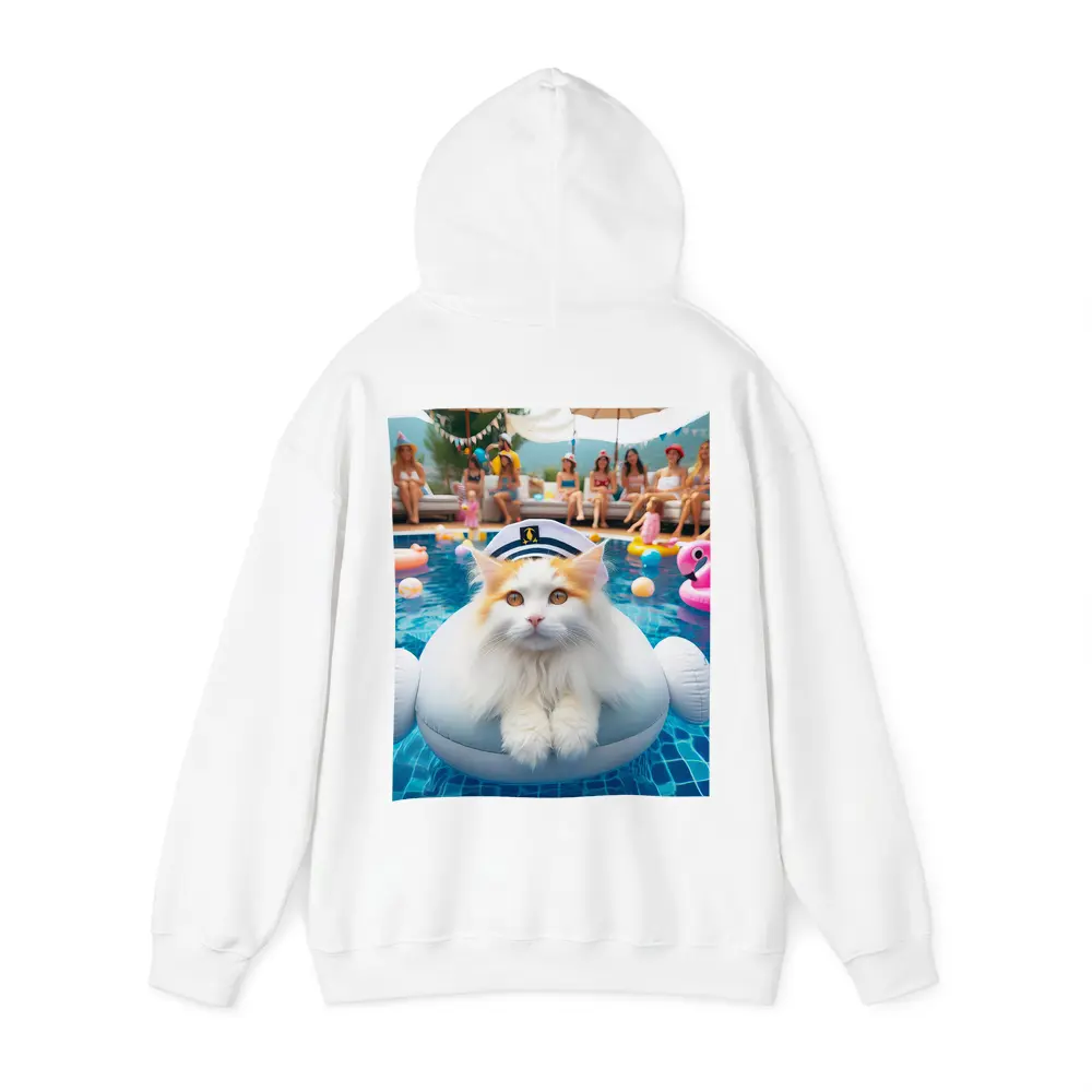 White Orange Cat Pool Party Summer – Hoodies