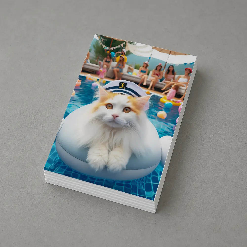 White Orange Cat Pool Party Summer – Postcards
