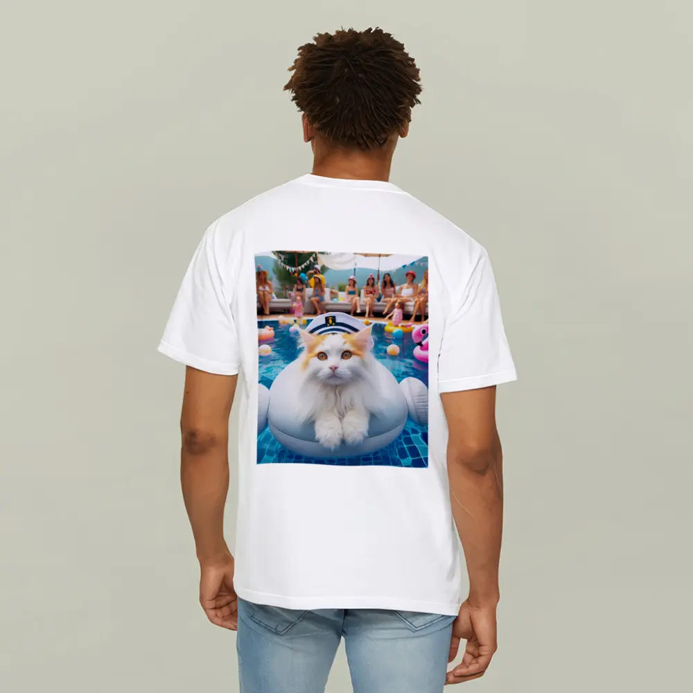 White Orange Cat Pool Party Summer – T-Shirts