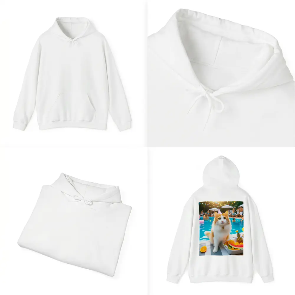 Orange White Cat Pool Party Summer – Hoodies