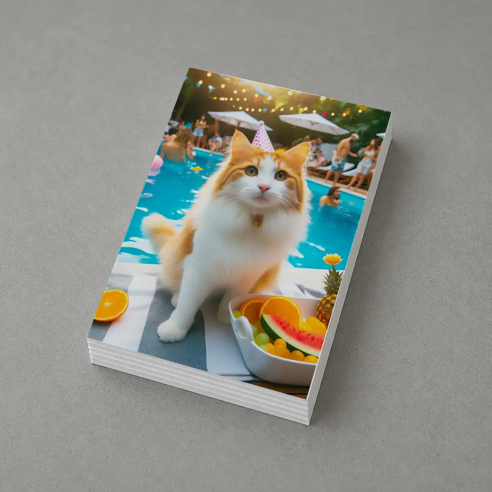 Orange White Cat Pool Party Summer – Postcards