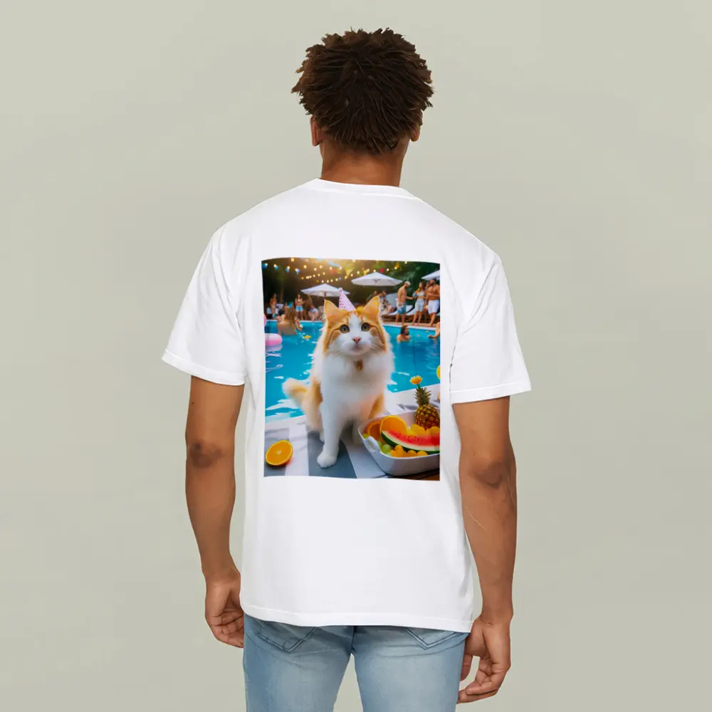 Orange White Cat Pool Party Summer – T-Shirts