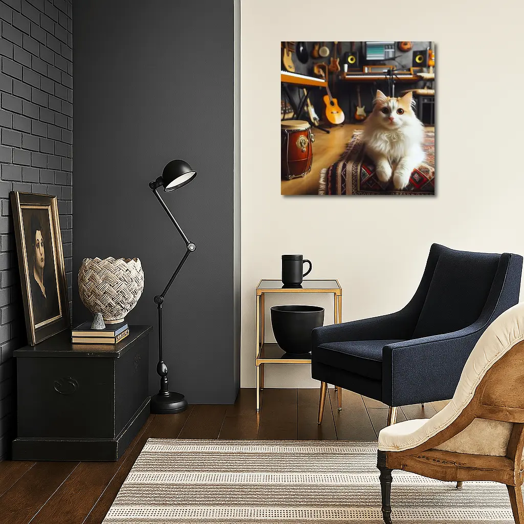 Turkish Van Cat in Music Studio – Wall Art