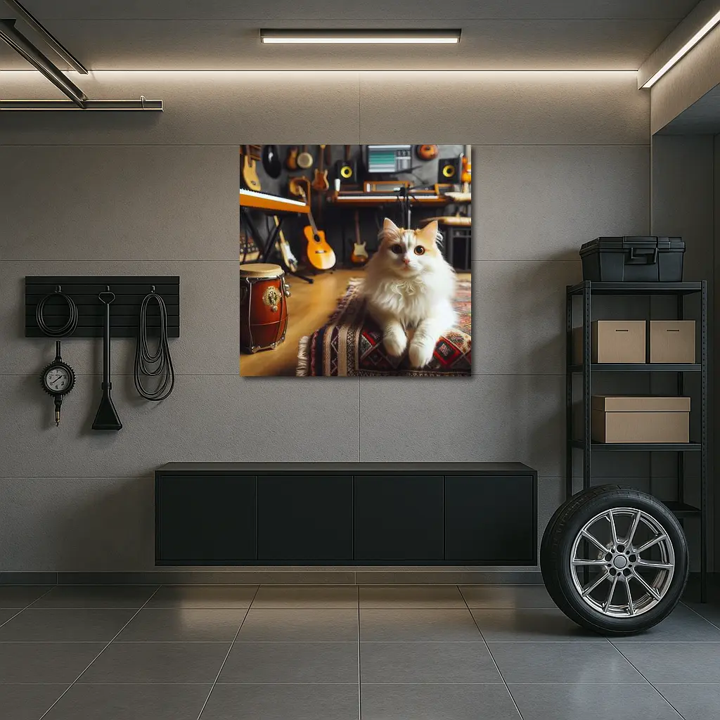 Turkish Van Cat in Music Studio – Wall Art