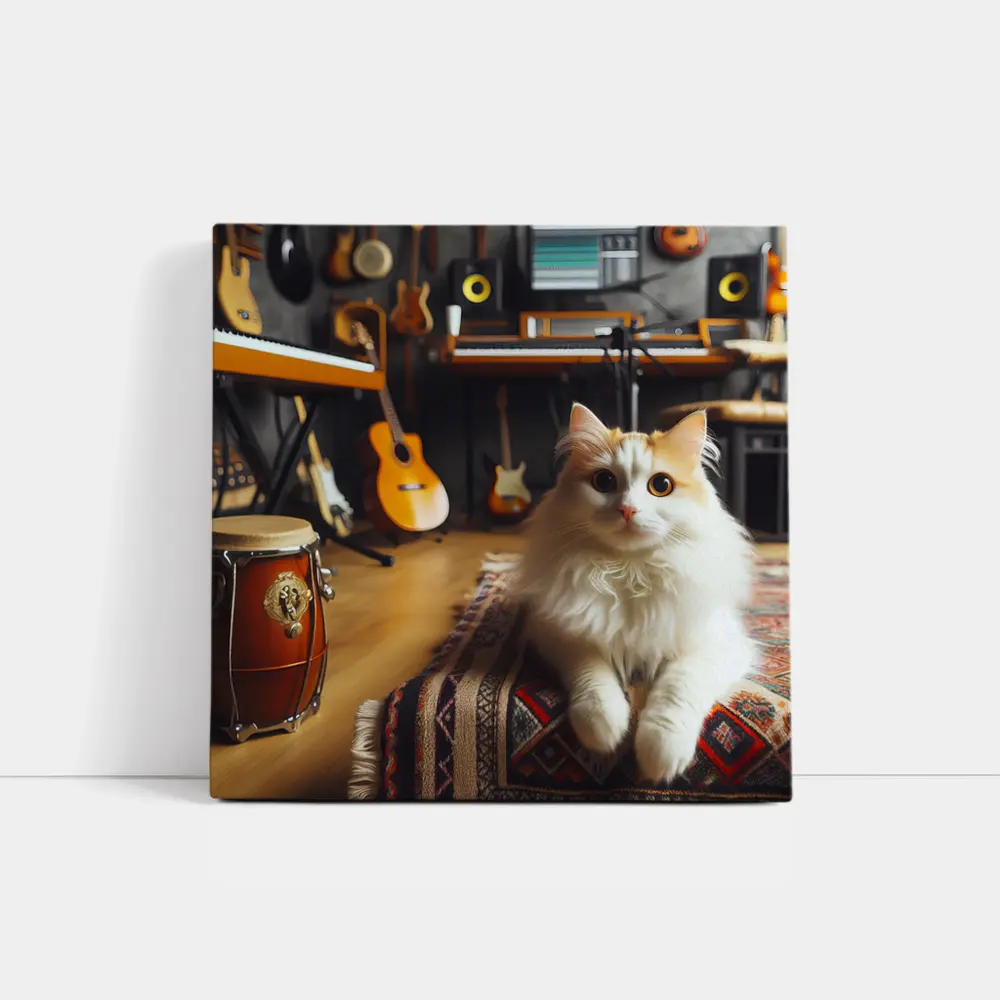 Turkish Van Cat in Music Studio – Wall Art