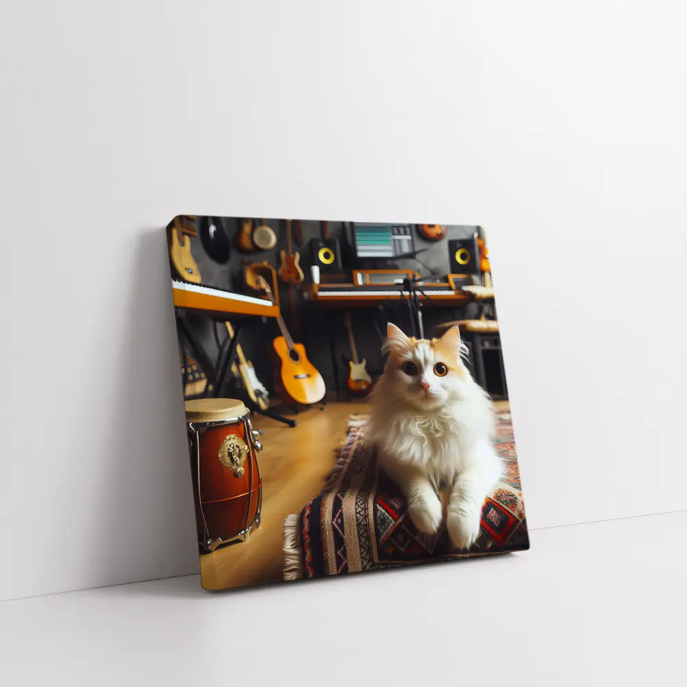 Turkish Van Cat in Music Studio – Wall Art