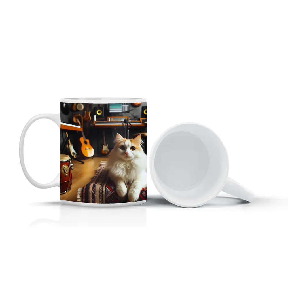 Turkish Van Cat in Music Studio – Mugs