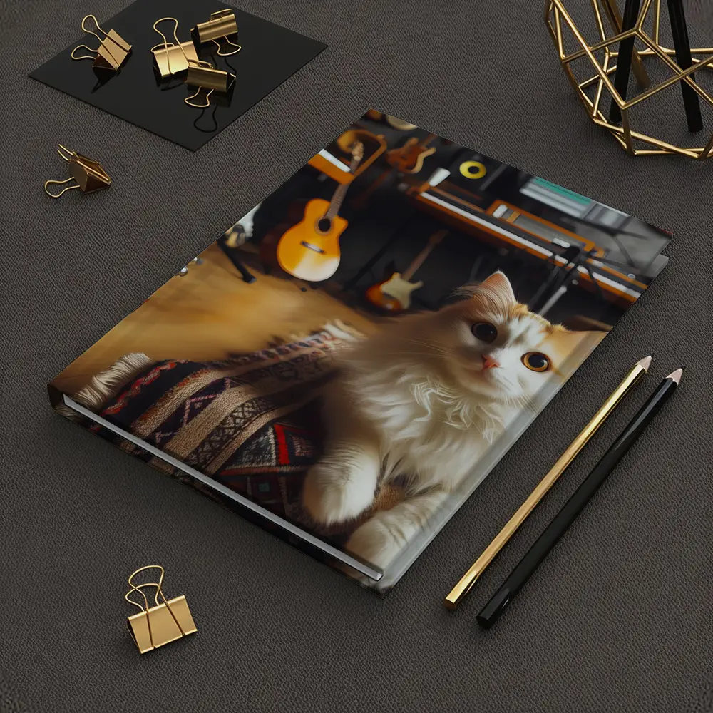 Turkish Van Cat in Music Studio – Notebooks