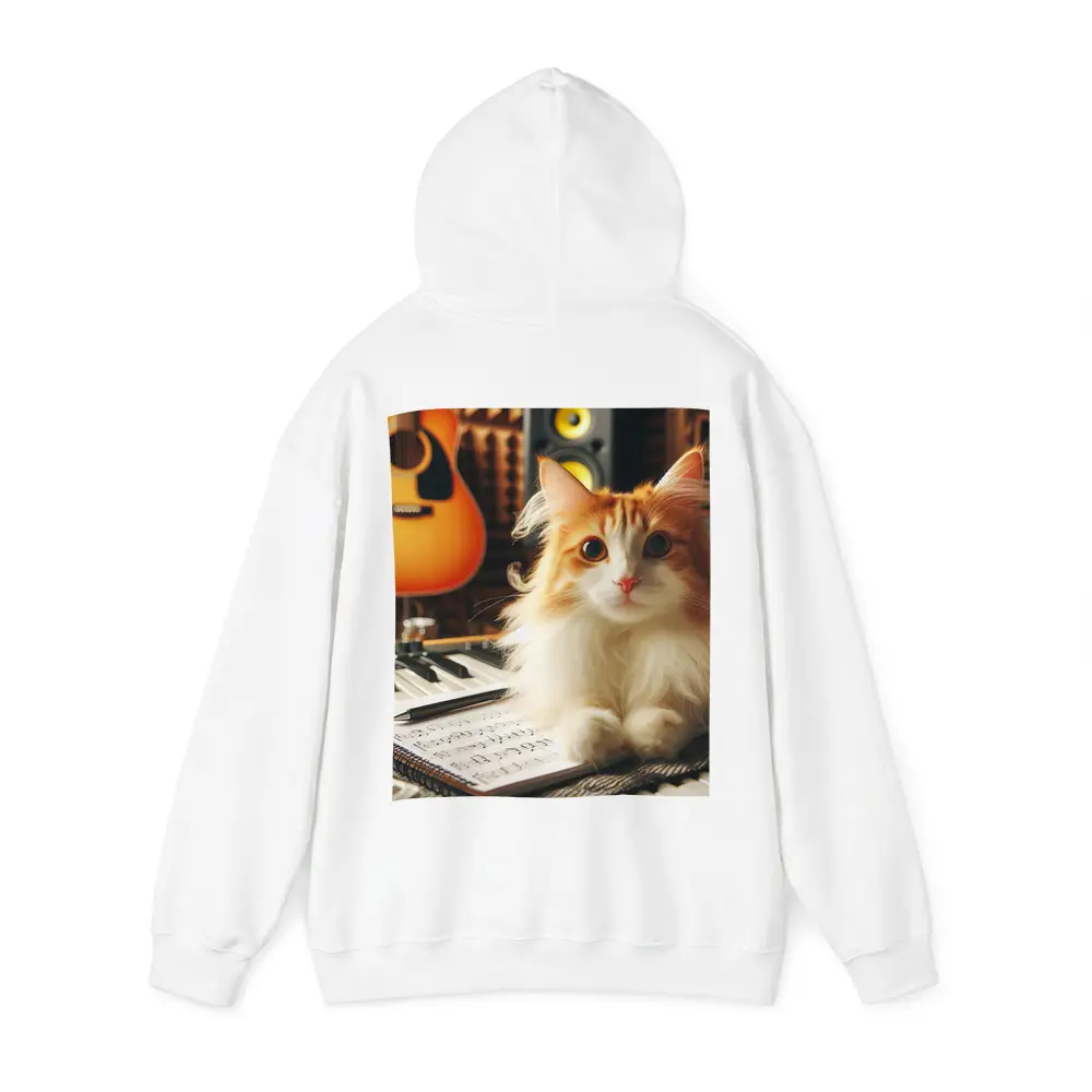 Orange Cat Relaxing in Music Studio – Hoodies